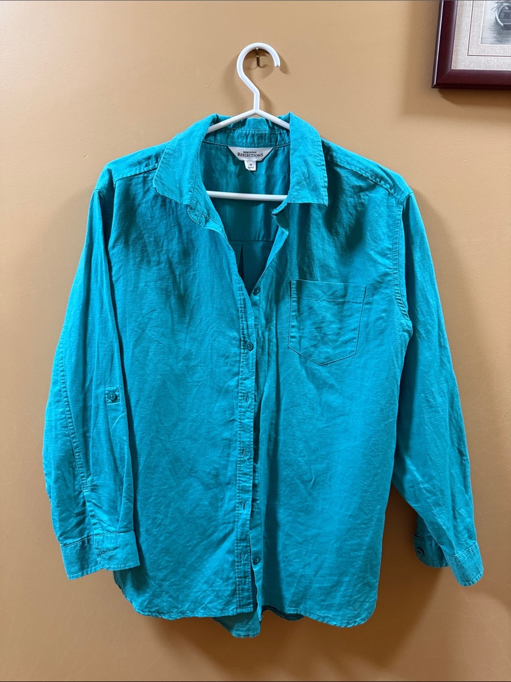 Northern Reflections Teal Button-Down Casual Shirt
